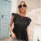 Summer European And American Women'S Lotus Leaf Sleeve Lace Halter Round Neck Short Sleeve Top Women