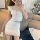 High Waist Bag Hip Top Lace Short Sleeve Skirt Women