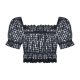 Women''s summer design with one shoulder wood ear Plaid Shirt minority short shirt SEXY LACE SHORT SLEEVE TOP