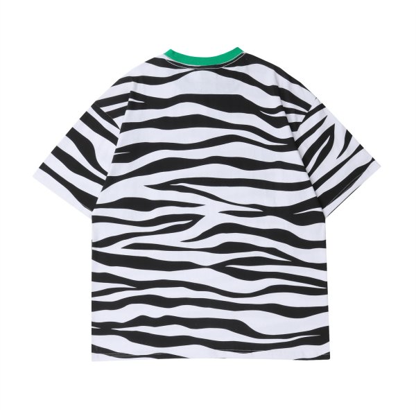 American European And American Harajuku Style Color Block Zebra Pattern Short Sleeve