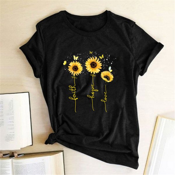 European And American Cross-Border Ebay Amazon Wish Creative Printing Round Neck Cotton Short Sleeve Female T