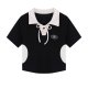 Design Sense Niche Polo Neck Lace Up Short Sleeve